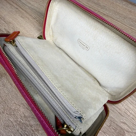 Coach 65th Anniversary Legacy Pink and Orange Wristlet Jewelry Bag - Picture 9 of 16